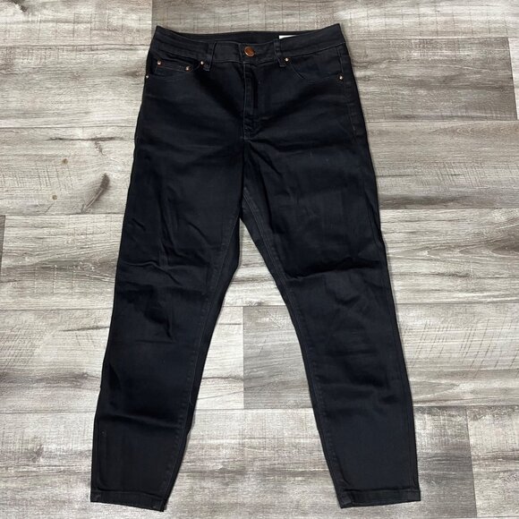 ASOS Denim High Rise Relaxed Ankle Skinny Jeans Black Women’s Size 28 - Picture 1 of 8